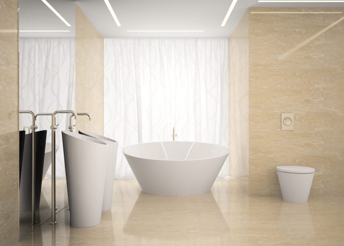 Interior,Of,The,Modern,Design,Bedroom,In,Marble,3d,Rendering